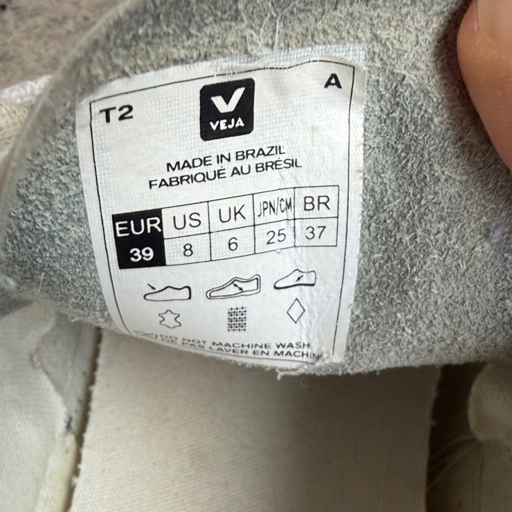 Veja V-10 Women's Size 8 White Sneakers with Neon Yellow Accents - Picture 6 of 7